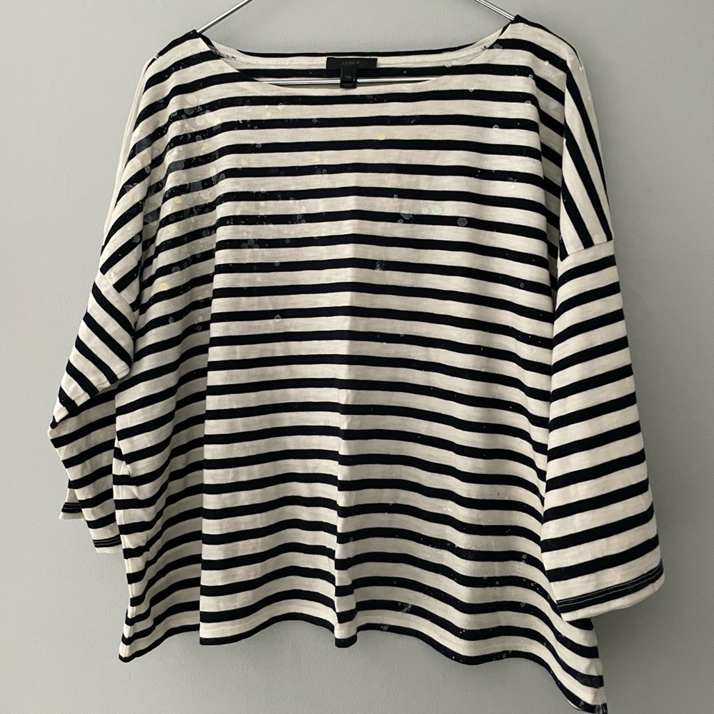 J.Crew Rare Limited Edition Paint Splatter by Tracy Morgan Striped Tee M/L